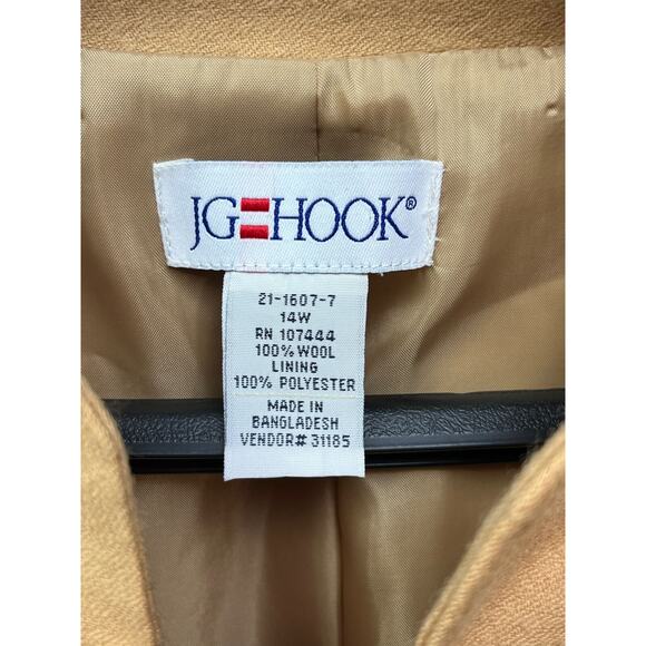 JG Hook Blazer Womens Plus size 14W tan two button wool Jacket - Picture 3 of 7